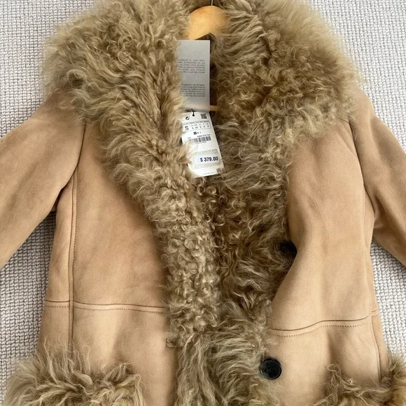 Zara NTW Women's Tan Genuine suede/ Shearling fur Coat - Picture 6 of 12
